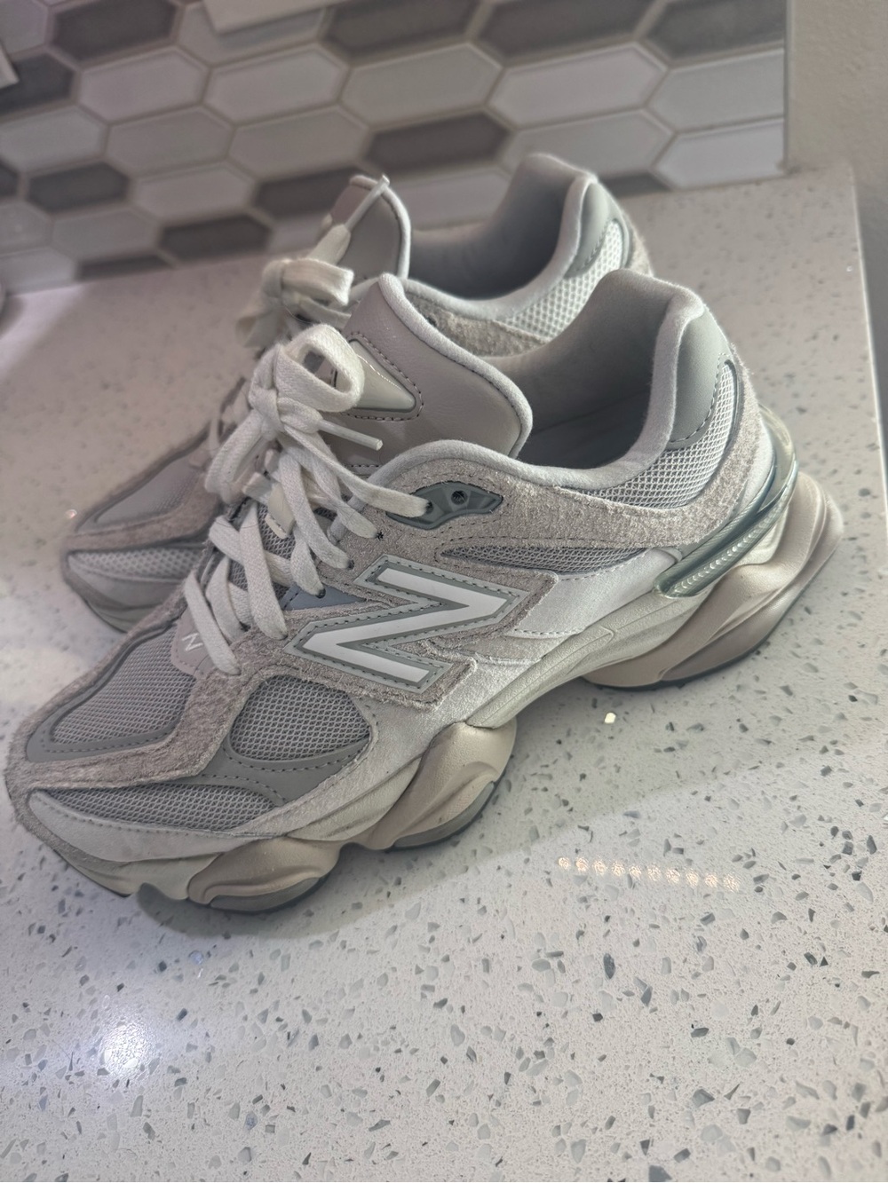 New Balance Women’s Light Grey and Beige Athletic Sneakers